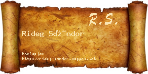 Rideg Sándor névjegykártya